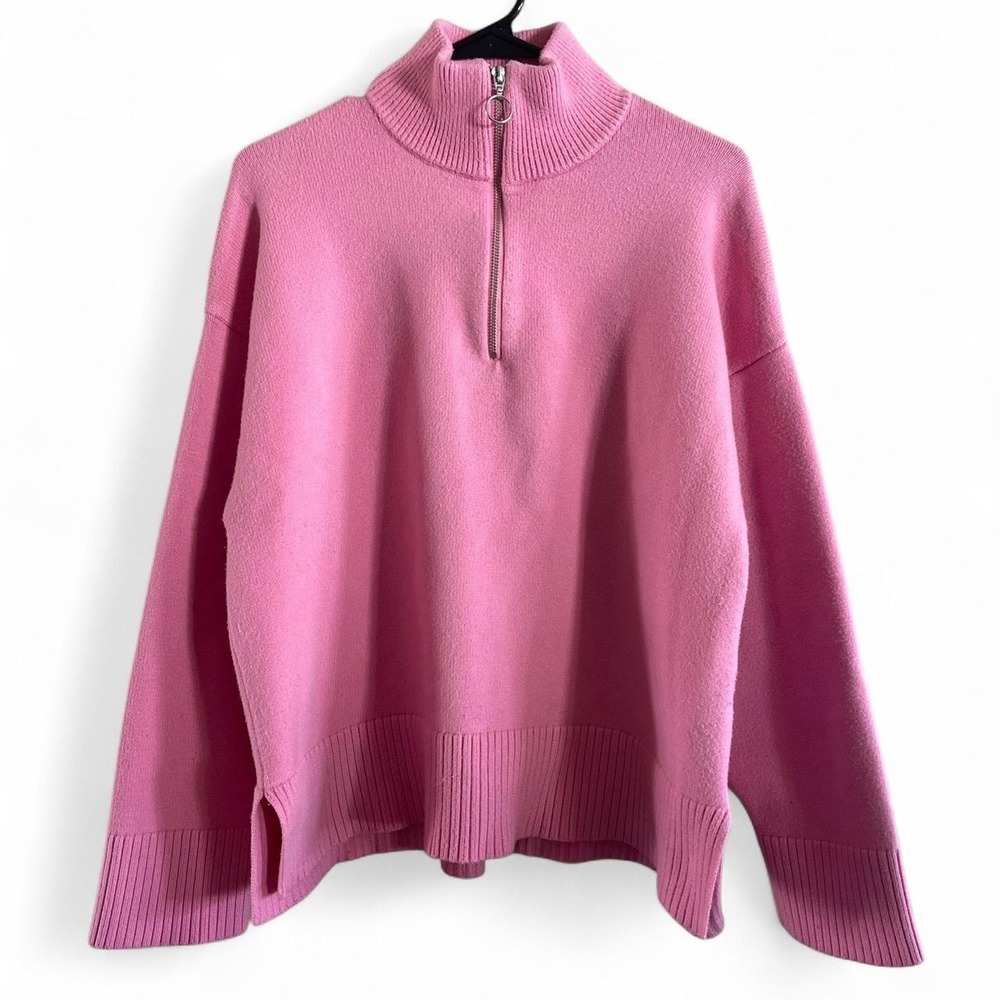 Zara 1/4 Zip Pink Pullover Sweater Women's‎ L